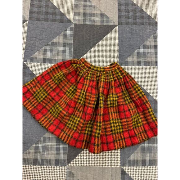 Vintage 60s Modern Era Skirt Mod 100% Wool Pleated Plaid Colorful